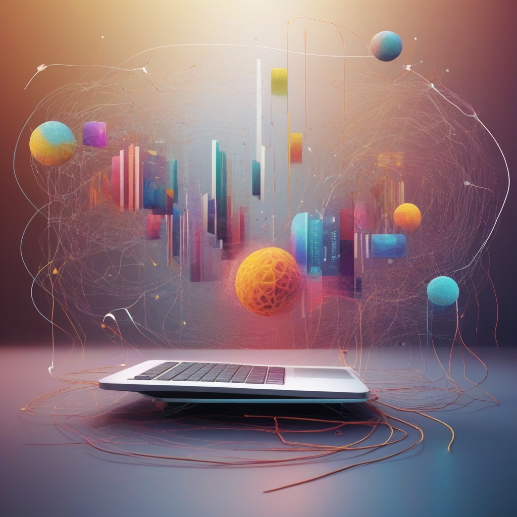 Dynamic and engaging abstract artwork featuring vibrant colors and intricate geometric patterns.
